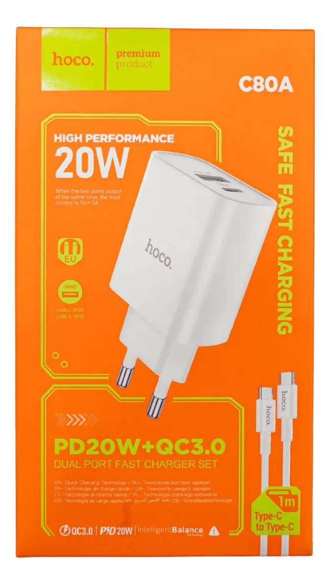 Cargador  USB-C  20W Hoco C80A
