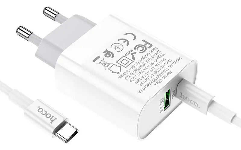 CARGADOR 20W TIPO C 1 METRO HOCO LIGHTNING