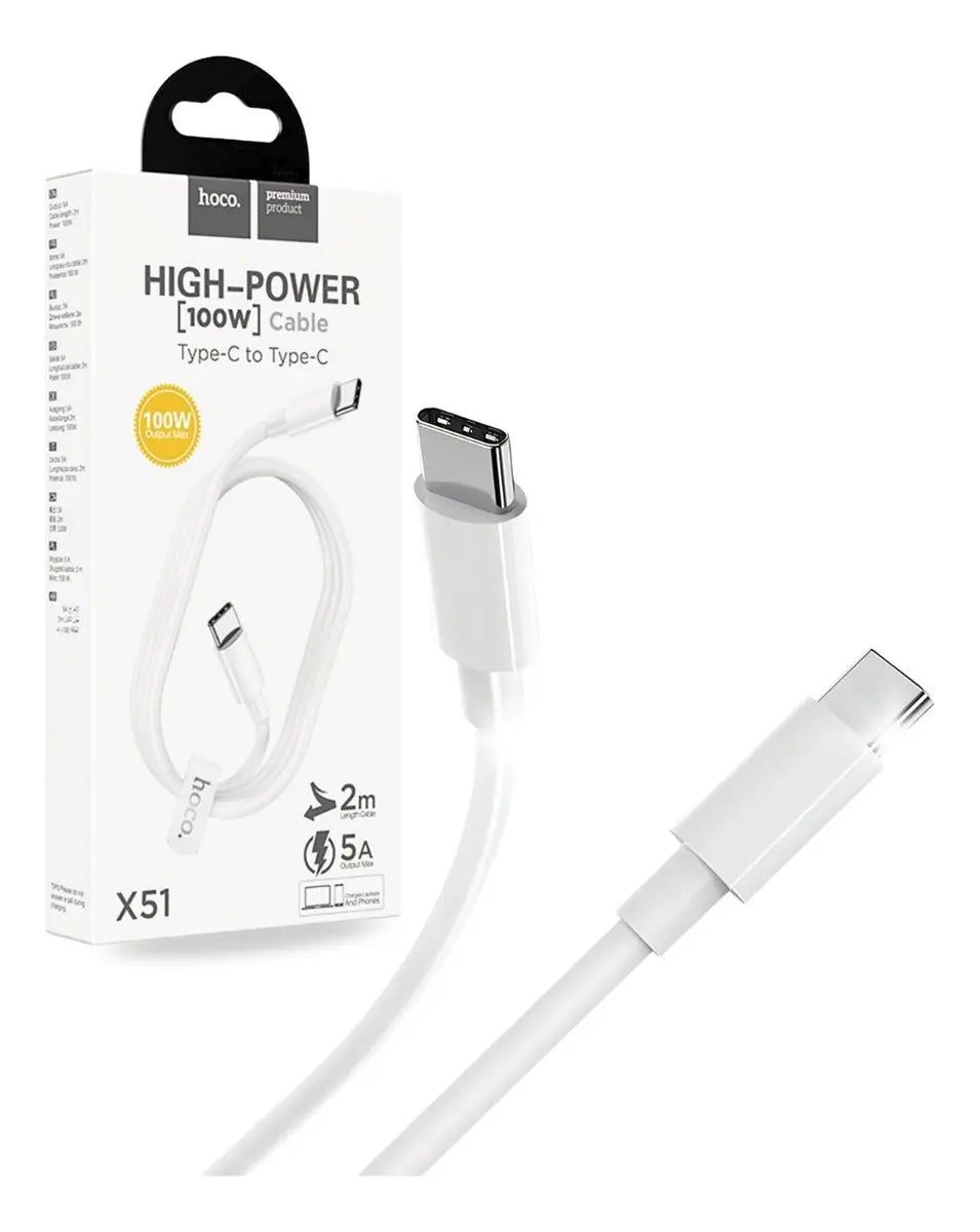 Cable USBC- to USB-C 2mt 100W 5A Hoco X51