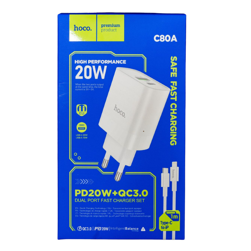 Cable Datos Hoco X96 Hyper 20W carga rápida Tipo-C a Lightning