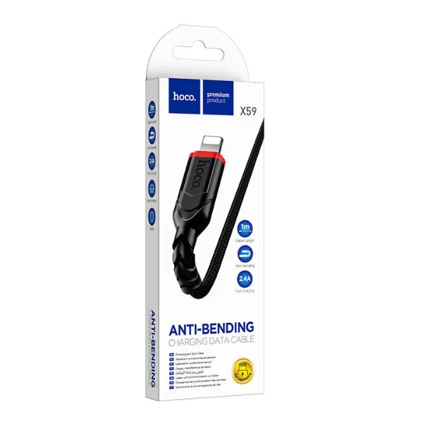 CABLE USB A - LIGHTNING TRENZADO HOCO