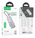 HUB 8 EN 1 HOCO HB52 Usb-c 8 En 1 Hb52 Hdmi 4k Rj45 Sd/tf Usb Y C Color Gris